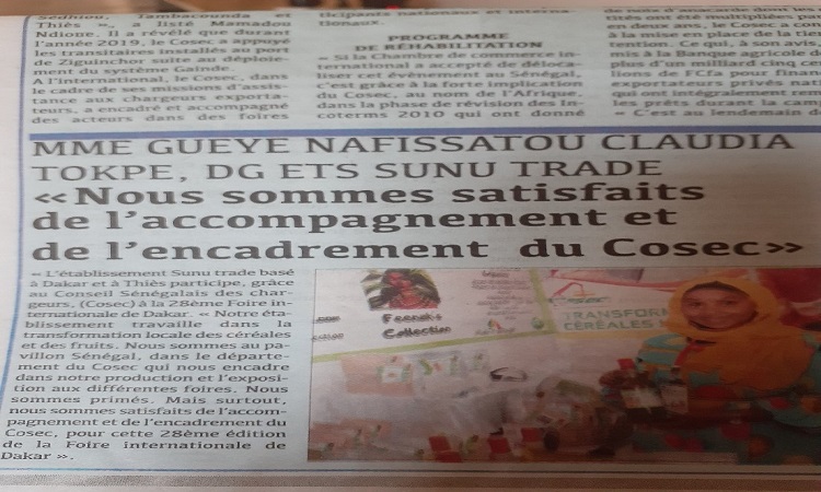 Lire la suite à propos de l’article Succes-Stories : Mme Gueye Nafissatou Claudia TOKPE loue le programme Réussir au Senegal